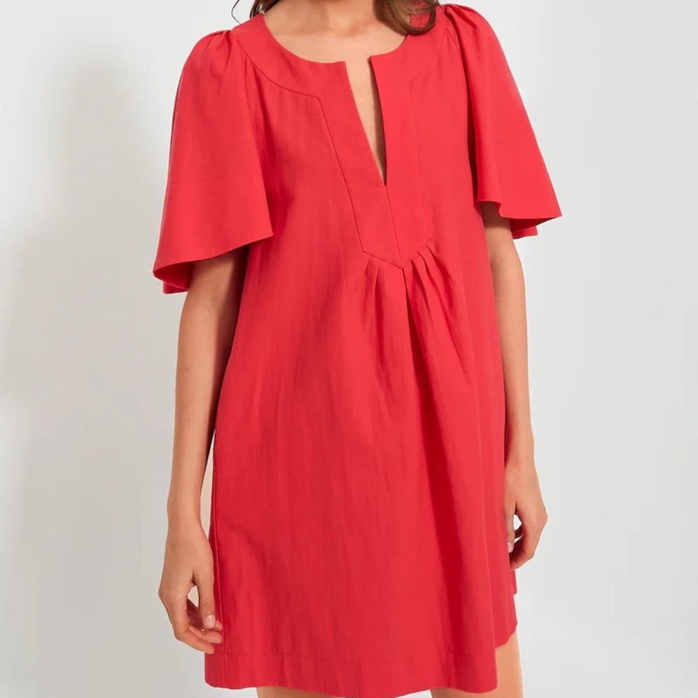 Red Finley Flutter Sleeve Dress